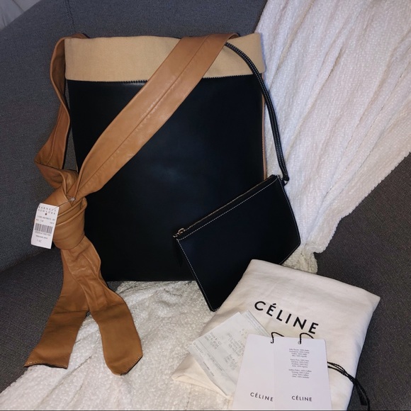 CELINE Runway Band Twisted Cabas Knot Bucket Tote Bag- Phoebe Philo Hobo Bag - Picture 4 of 15